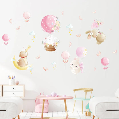 Cute Rabbit And Balloon Wall Decal for Kids-HomeDecorDecals_com