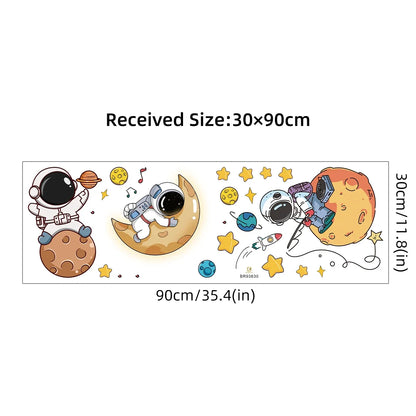Cartoon Planet Moon Star Astronaut Wall Decal-HomeDecorDecals_com