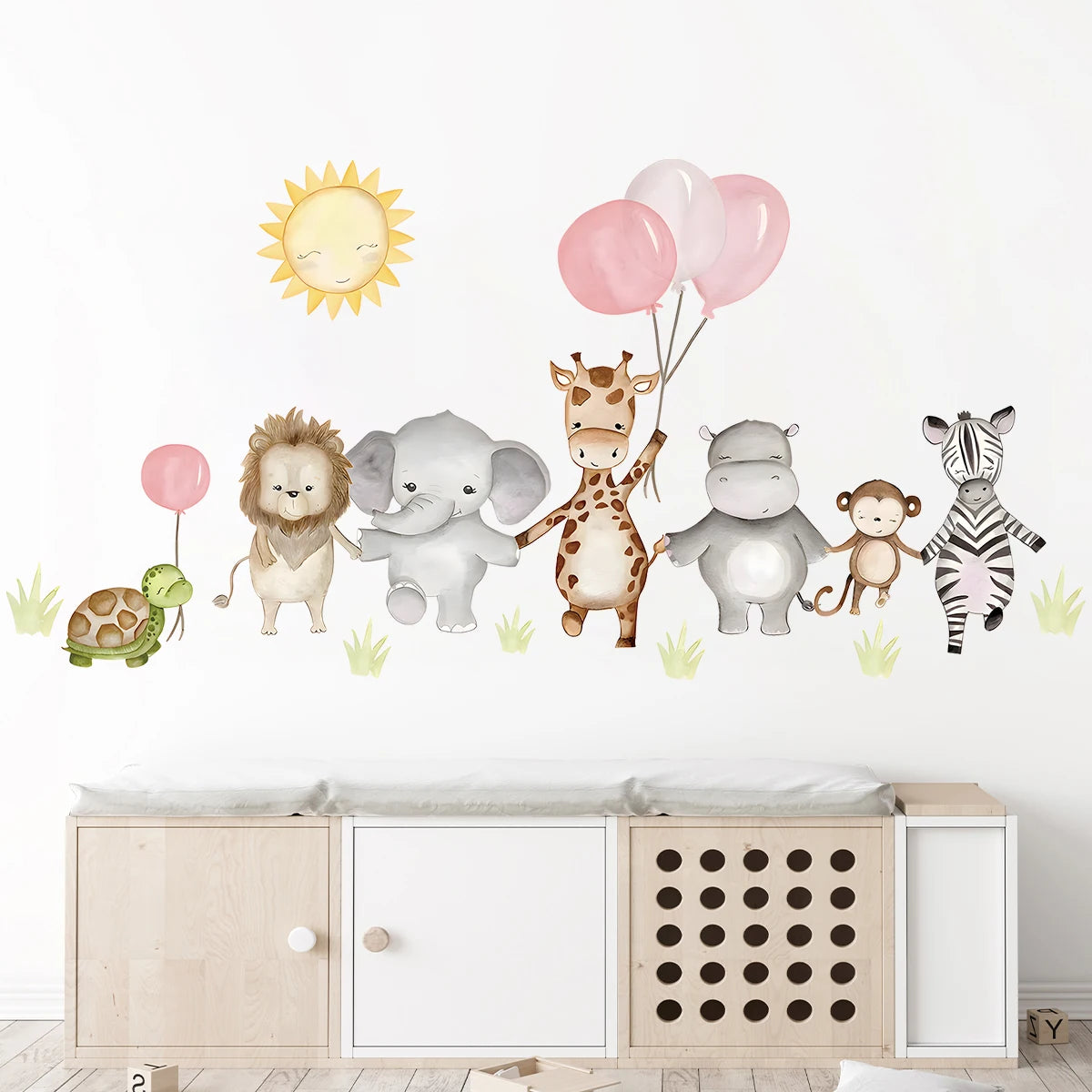 BRUP Cartoon Cute Animal Giraffe Wall Sticker Kids Room Girls Gift Boy Decoration for Bedroom Design Sweet Wallpaper Living Room-HomeDecorDecals_com
