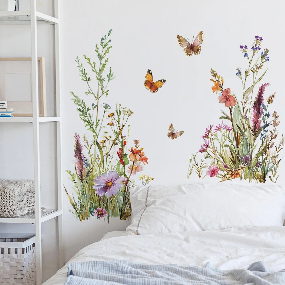2PCS Flower And Leaf Wall Stickers PVC Kids Room Decor-HomeDecorDecals_com