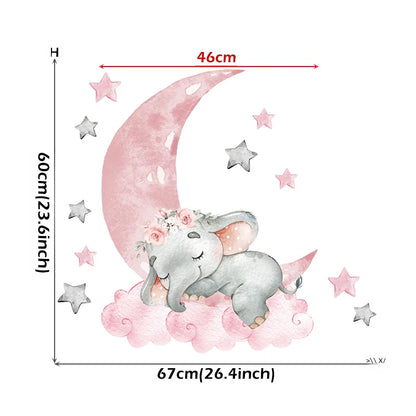 Cartoon Pink Elephant Wall Decal-HomeDecorDecals_com