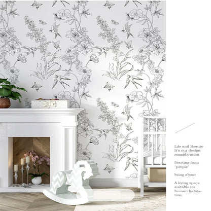 Green White Leaves Wallpaper | Home Decor decorative wall feature by HomeDecorDecals.
