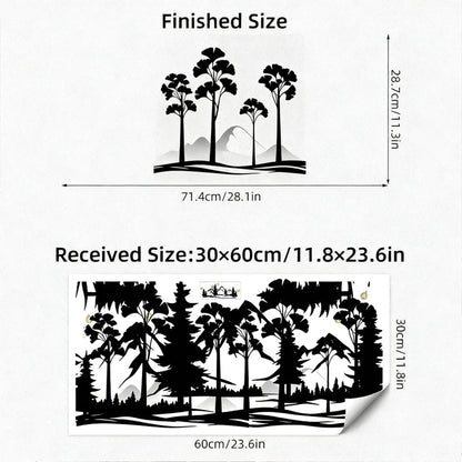 Black Mountain Pine Tree Wall Sticker, Scandinavian Silhouette Decal, Removable Nature Theme Art For Bedroom Living Room-HomeDecorDecals_com