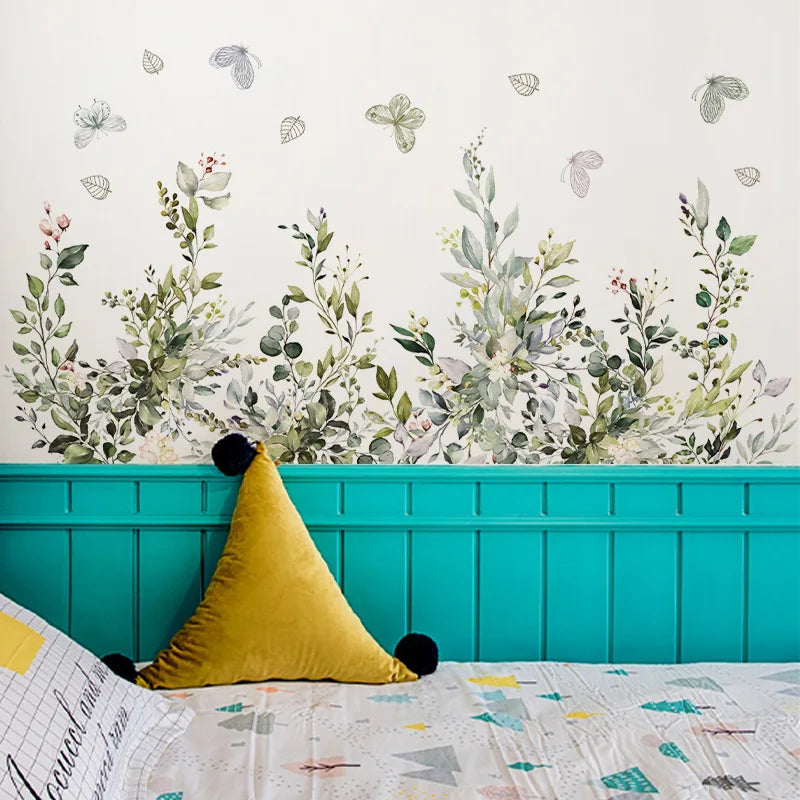 Green Leaves Butterfly and Vine Wall Decal | Home Decor design details by HomeDecorDecals.