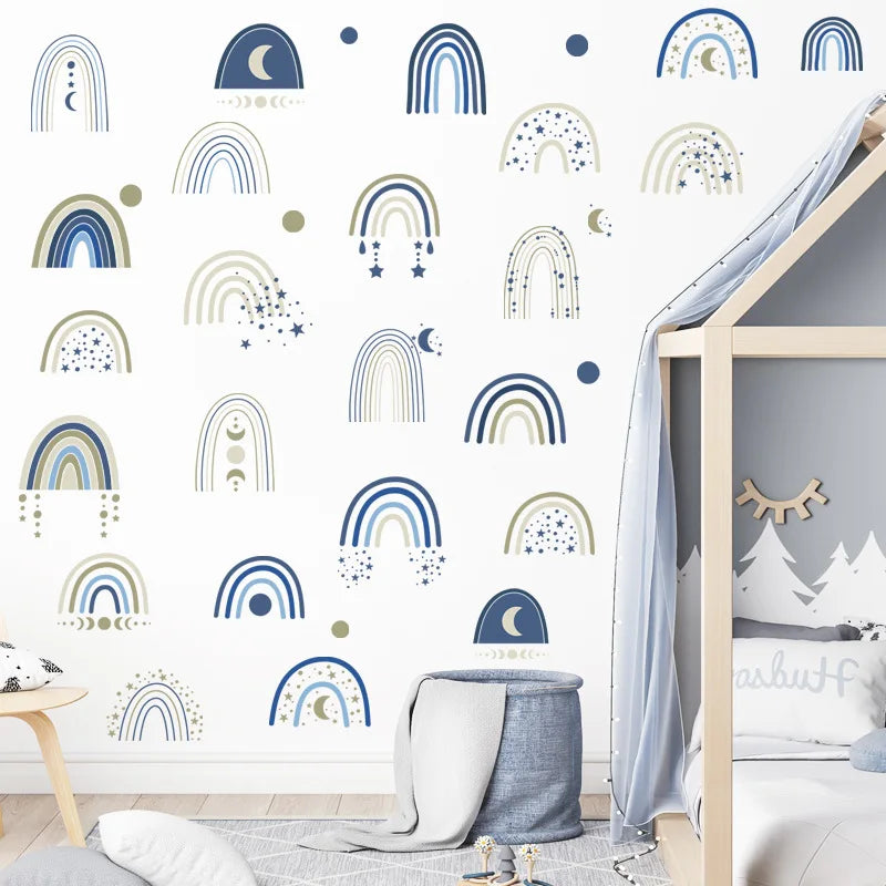 1x Cartoon Arch Rainbow DIY Wall Stickers for Baby Room Kids Bedroom Nursery Window Decor Removable PVC Decals Home Pieces Mural-HomeDecorDecals_com