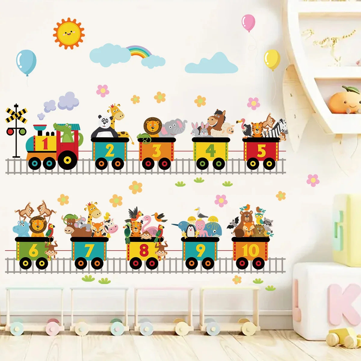 Cartoon Train Animals Wall Sticker Decor-HomeDecorDecals_com