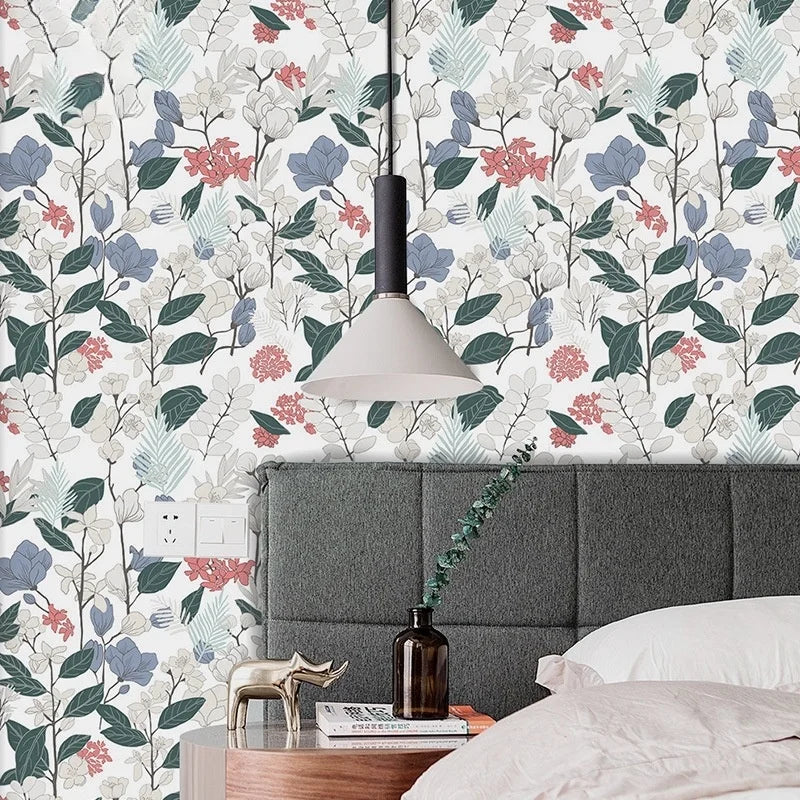 Detailed look at Green White Leaves Wallpaper | Home Decor by HomeDecorDecals.
