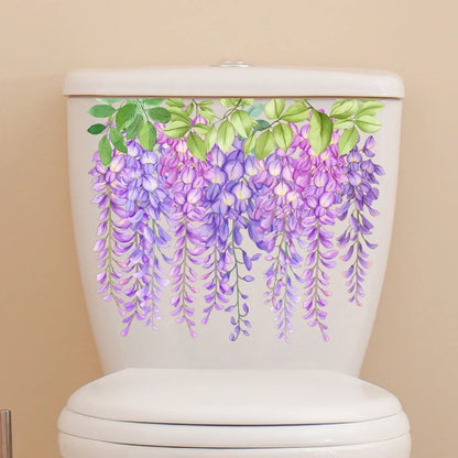 Plant Leaves Wall Sticker Toilet Sticker WC Self Adhesive Mural Beautify Flower Home Decoration Decals Refrigerator sticker-HomeDecorDecals_com