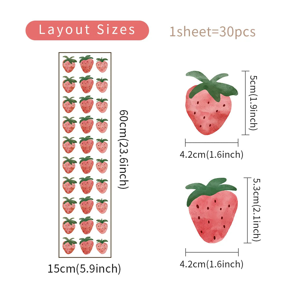 Pink Strawberry Self-Adhesive Vinyl Wall Stickers for Kids Boys Bedroom Home Room Decorations Child Bedroom Wall Art-HomeDecorDecals_com