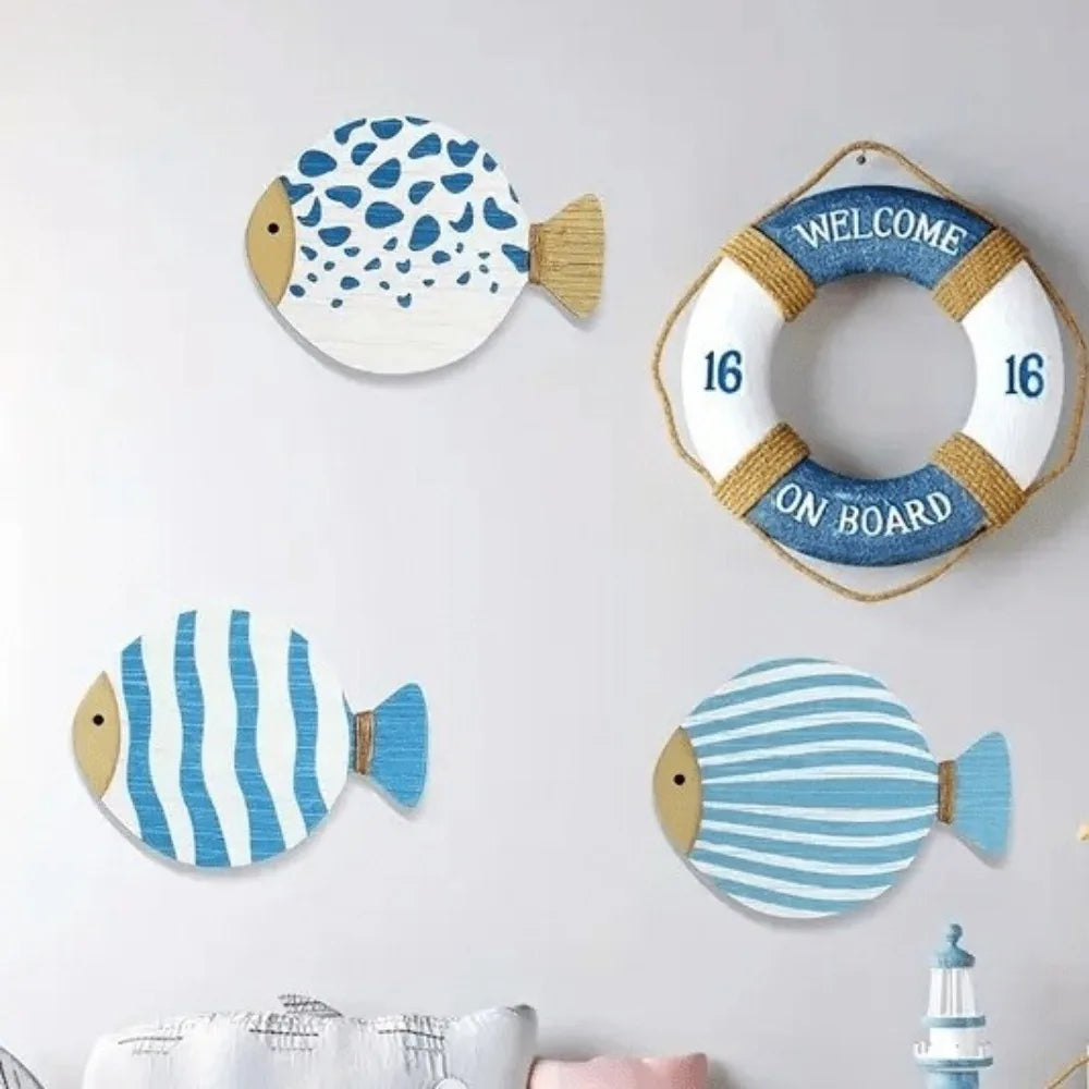 Wooden Ocean Fish Wall Hanging Ornaments | Home Decor by HomeDecorDecals.