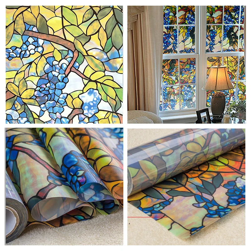 Window Privacy Film Adhesive Film Static Clings 3D Decorative Flower Window Film Stained Vinyl Glass Christmas Window Sticker-HomeDecorDecals_com
