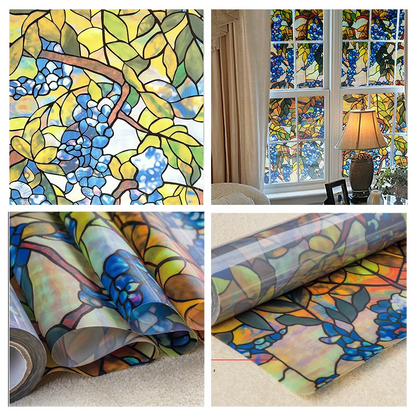 Window Privacy Film Adhesive Film Static Clings 3D Decorative Flower Window Film Stained Vinyl Glass Christmas Window Sticker-HomeDecorDecals_com