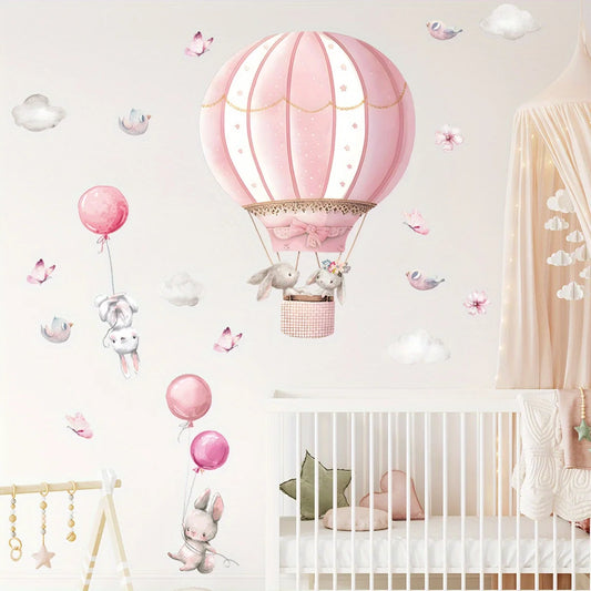 Cute Rabbit And Balloon Wall Decal for Kids-HomeDecorDecals_com