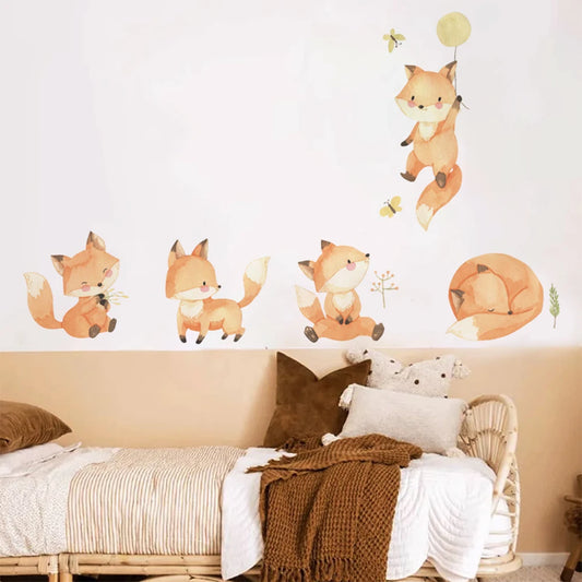 Cute Cartoon Fox and Balloon Wall Decal | Kids Room Decor removable peel and stick wall decal by HomeDecorDecals.