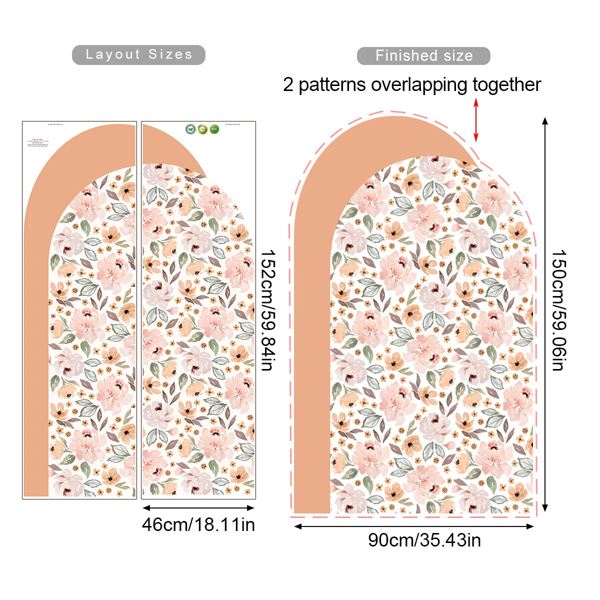 Boho Flowers Arch Wallpaper Nursery Decal Children's Room Baby Sticker Kids Bedroom Living Vinyl Home Decoration Peel and Stick-HomeDecorDecals_com
