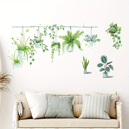 1Pc Watercolour Potted Plant Wall Decal For Home Décor-HomeDecorDecals_com