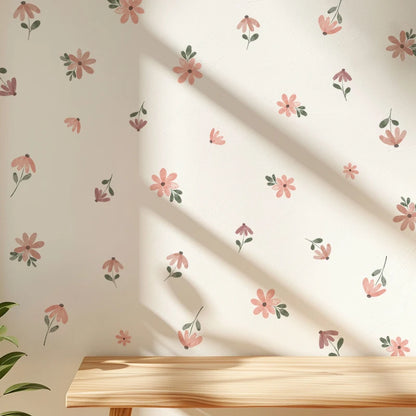 Trendy Boho Style Flowers Wall Decal | Home Decor displayed in room decor by HomeDecorDecals.
