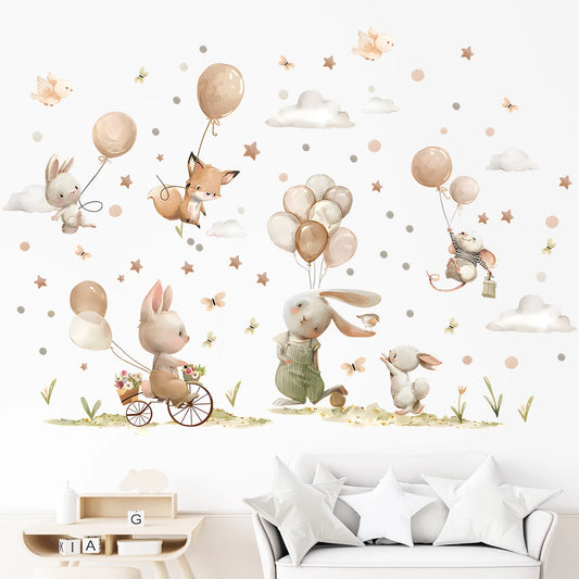 Colourful Cartoon Bunny Wall Sticker-HomeDecorDecals_com