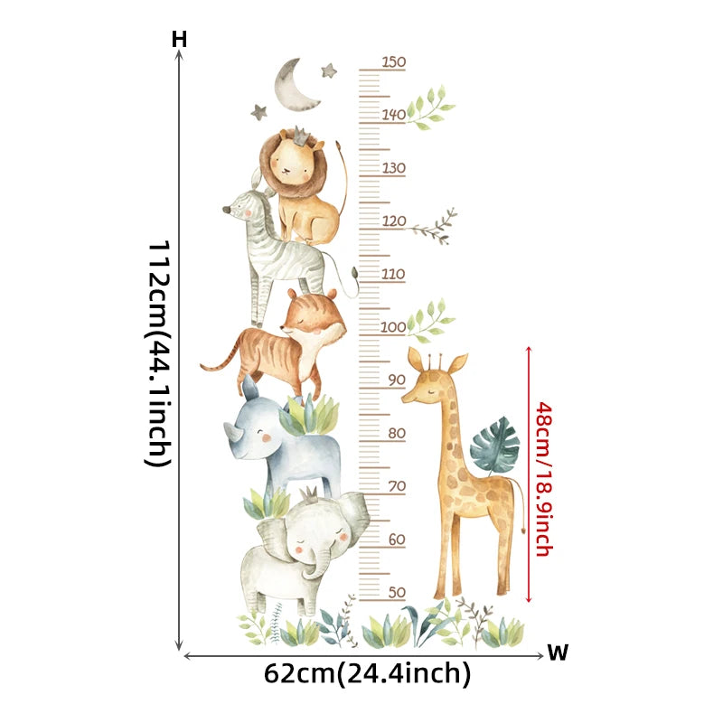 3PC Cartoon Animal Height Ruler Wall Stickers for Waterproof Removable PVC Kids Room Kindergarten Home Decoration-HomeDecorDecals_com