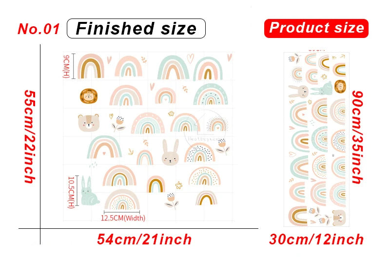 1x Cartoon Arch Rainbow DIY Wall Stickers for Baby Room Kids Bedroom Nursery Window Decor Removable PVC Decals Home Pieces Mural-HomeDecorDecals_com
