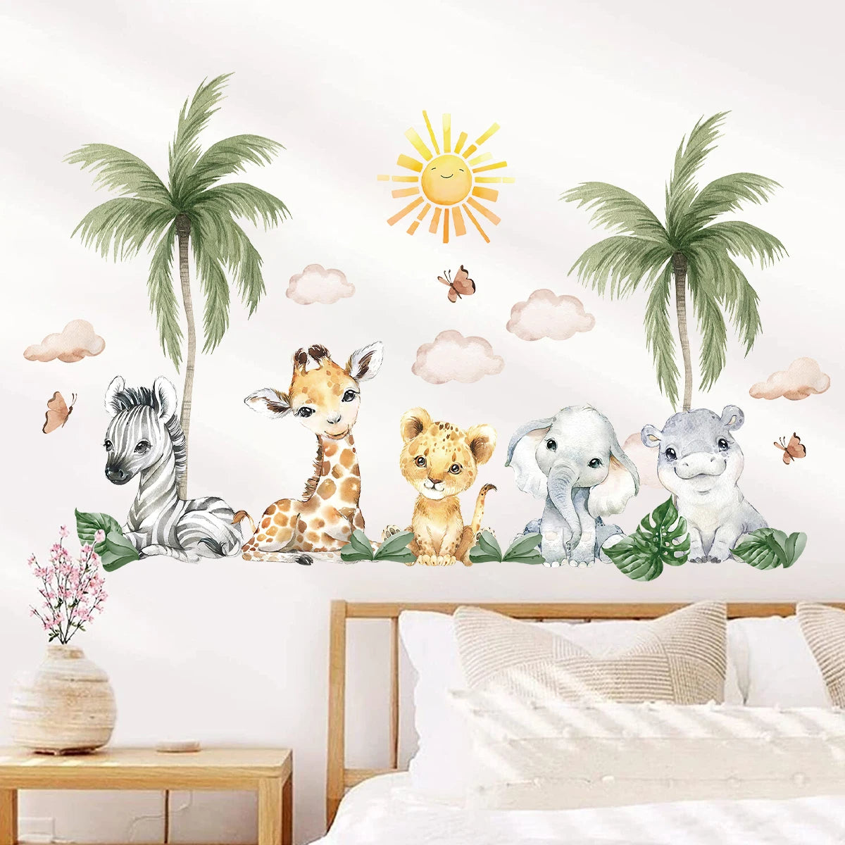 African Safari Wall Stickers Lion, Elephant and Giraffe-HomeDecorDecals_com