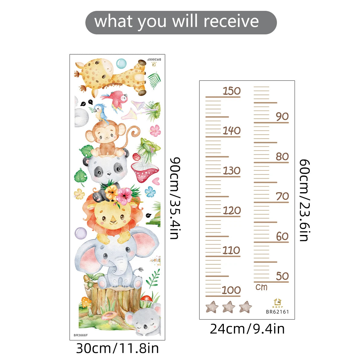Cute Unicorn Animals Height Measurement Wall Stickers for Kids Room Bedroom Nursery Home Decoration Wall Decals-HomeDecorDecals_com