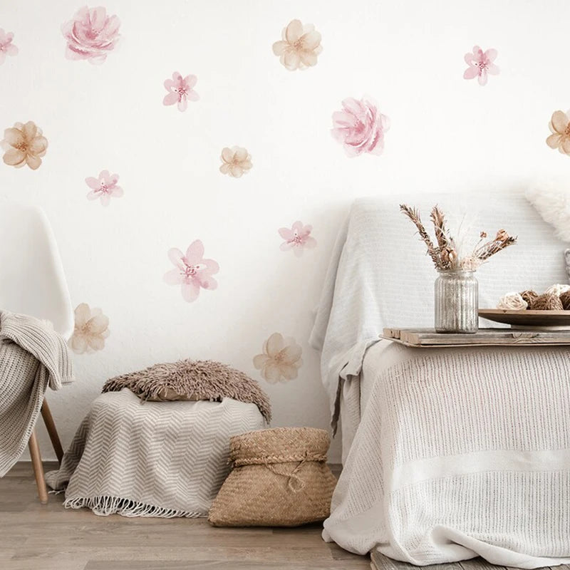 Detailed look at Boho Pink Floral Botanical Wall Decal | Home Decor by HomeDecorDecals.