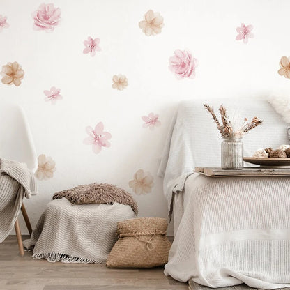 Detailed look at Boho Pink Floral Botanical Wall Decal | Home Decor by HomeDecorDecals.