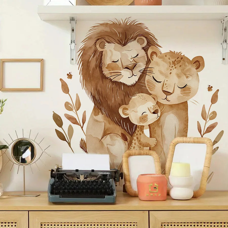 Lion Family Wall Decal | Home Decor displayed in room decor by HomeDecorDecals.