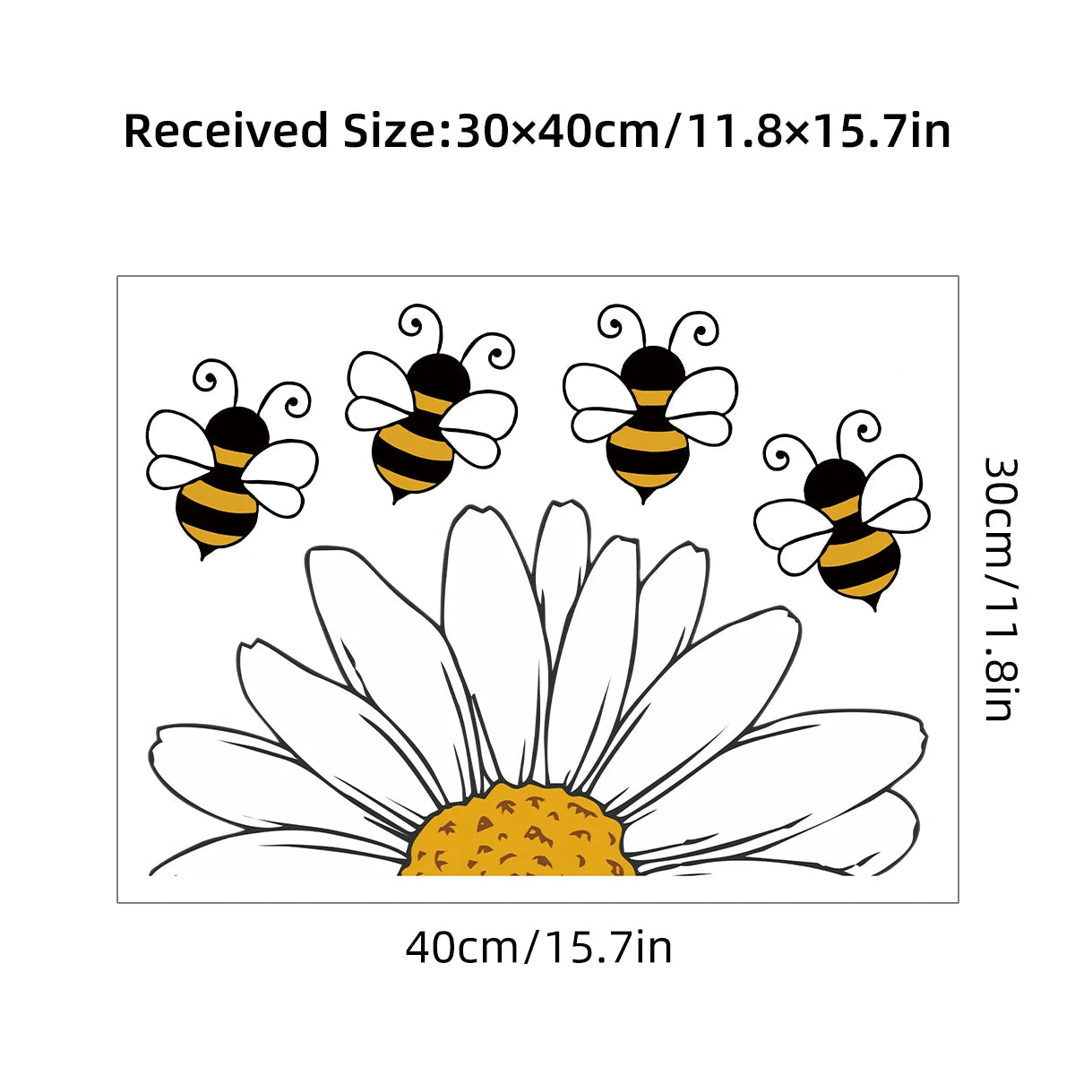 Additional view of Cartoon Bee and Sunflower Pattern Wall Decal | Home Decor by HomeDecorDecals.