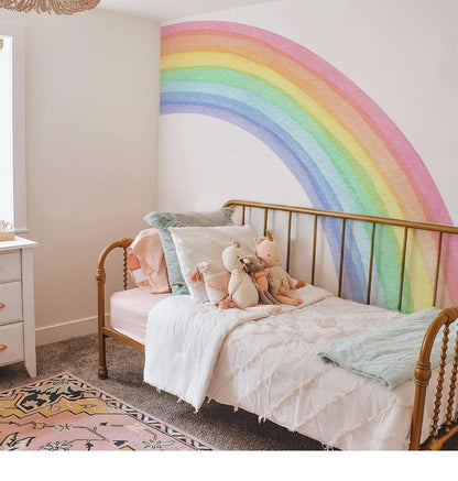 Large Watercolor Rainbow Wall Stickers For Kids Rooms Giant Child Wall Rainbow Stickers Pastel Boho Rainbow Wall Sticker-HomeDecorDecals_com
