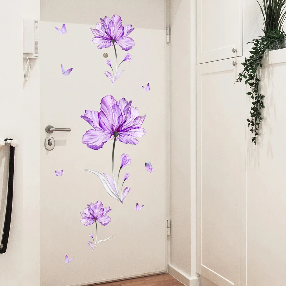 Purple Tulip Flowers Wall Decal | Home Decor displayed in room decor by HomeDecorDecals.