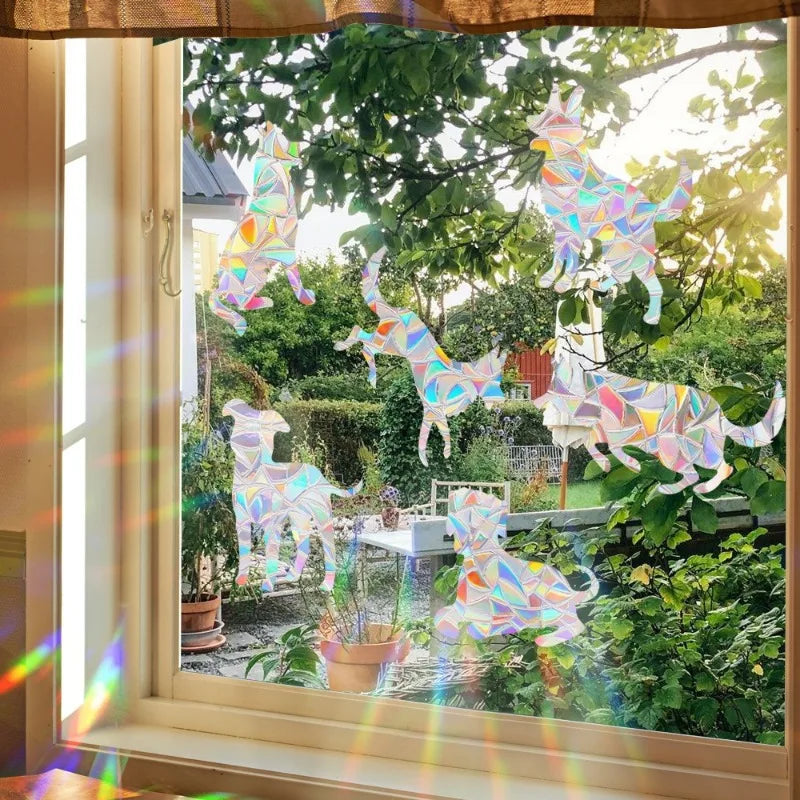 29 Stylels Rainbow Maker Sun Catcher Wall Stickers Cat Bird Star Mushroom Moon Sun DIY Window Glass Electrostatic Prisms Sticker-HomeDecorDecals_com