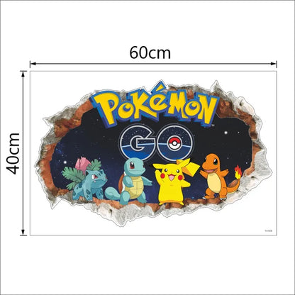 Cartoon Pikachu Wall Sticker For Kids Room Living Room Bedroom Wall Decoration Kids Gifts Door Sticker Cute Posters-HomeDecorDecals_com