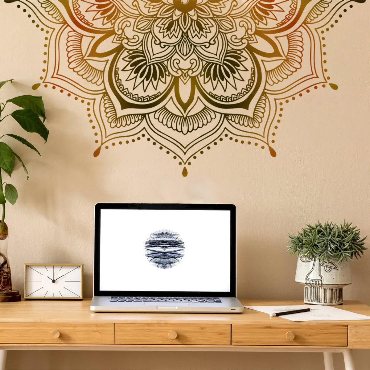 Mandala Lotus Flower Mural Wall Decal | Home Decor design details by HomeDecorDecals.