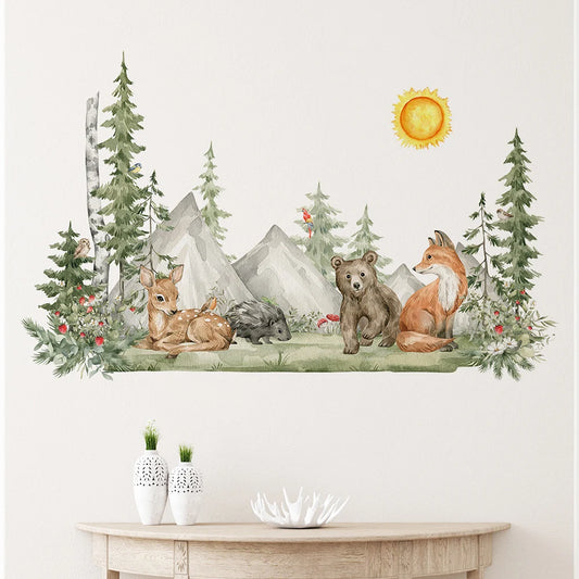 Hand Painted Style Animals Forest Wall Decal | Home Decor removable peel and stick wall decal by HomeDecorDecals.