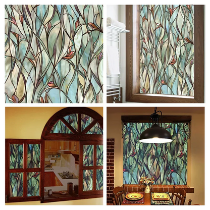 Window Privacy Film Adhesive Film Static Clings 3D Decorative Flower Window Film Stained Vinyl Glass Christmas Window Sticker-HomeDecorDecals_com