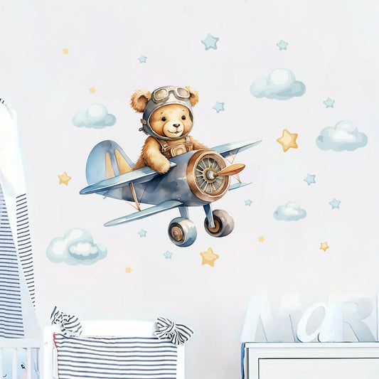 Cartoon Astronaut Bear Wall Decal | Kids Room Decor removable peel and stick wall decal by HomeDecorDecals.