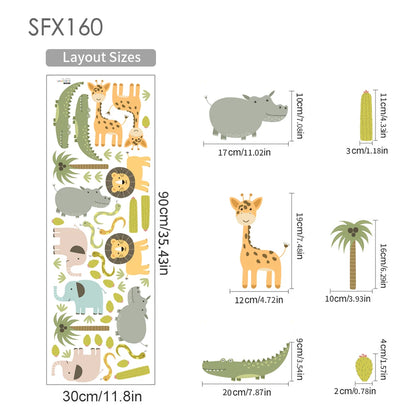 Cartoon Safari Animals Wall Decal | Room Decor by HomeDecorDecals.