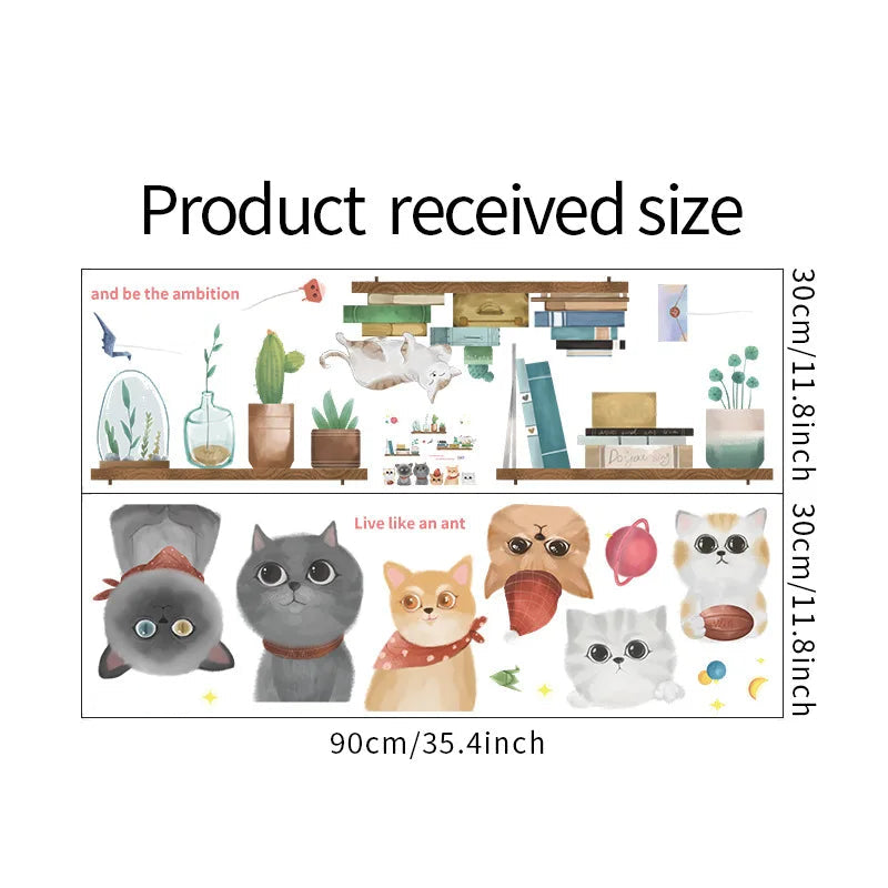 2PCS Cartoon Naughty Cats Stacked Arhats Wall Stickers Kindergarten Children'S Room Wall Decoration Fun Wallpaper-HomeDecorDecals_com