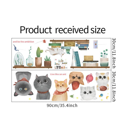 2PCS Cartoon Naughty Cats Stacked Arhats Wall Stickers Kindergarten Children'S Room Wall Decoration Fun Wallpaper-HomeDecorDecals_com