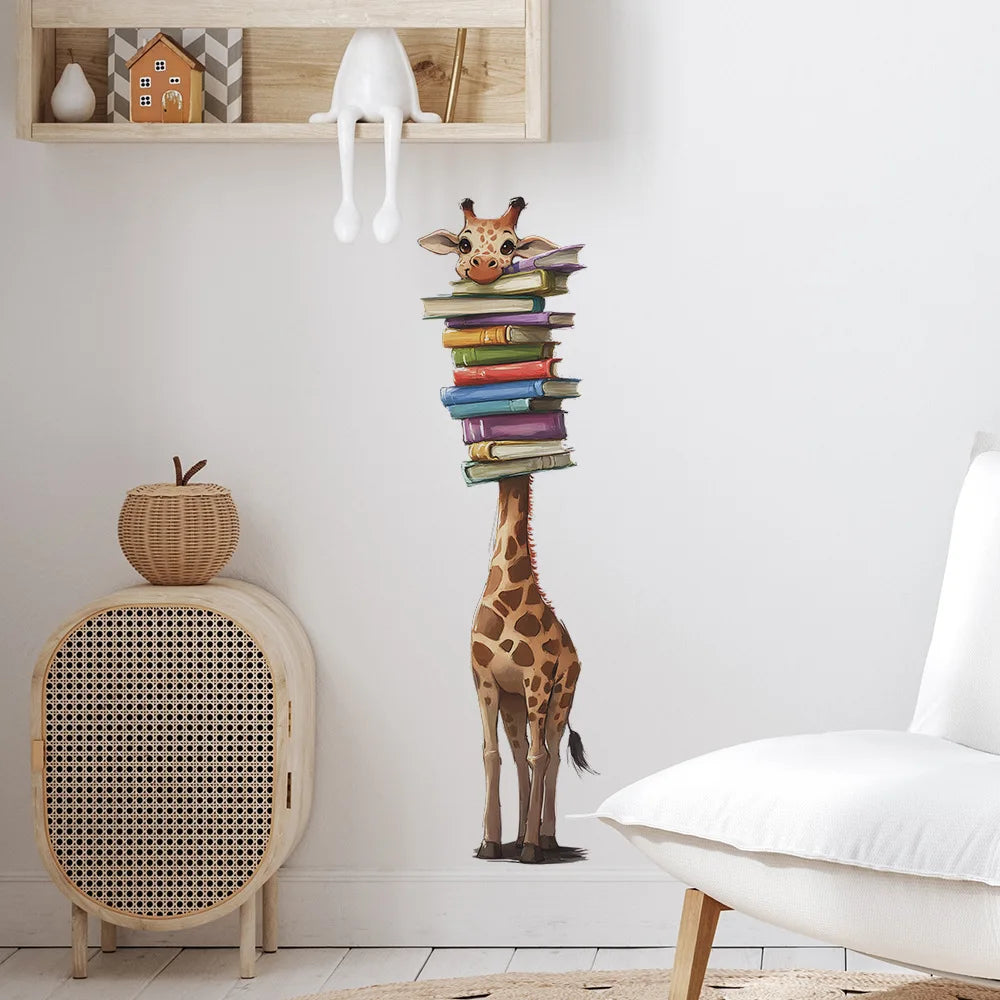 Cartoon Giraffe Book Wall Decal | Room Decor by HomeDecorDecals.
