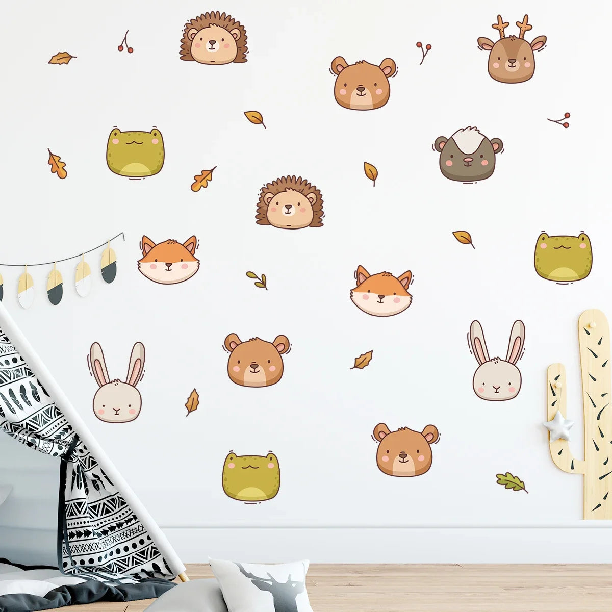 1Pc Cartoon Cute Animal Avatar Fox Rabbit Bear Wall Stickers for Kids Room Bedroom Wall Decals Home Decor Living Room Decoration-HomeDecorDecals_com