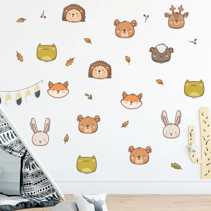 1Pc Cartoon Cute Animal Avatar Fox Rabbit Bear Wall Stickers for Kids Room Bedroom Wall Decals Home Decor Living Room Decoration-HomeDecorDecals_com