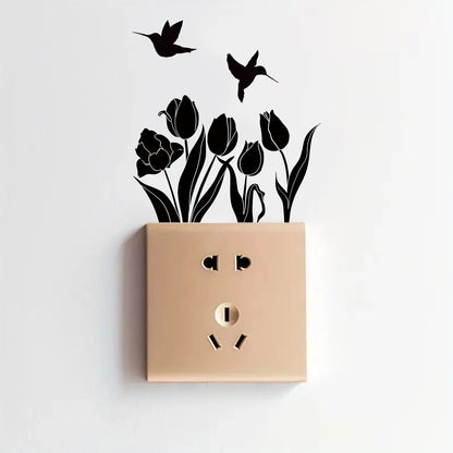 Flower Bird Silhouette Pattern Wall Decal | Room Decor design details by HomeDecorDecals.