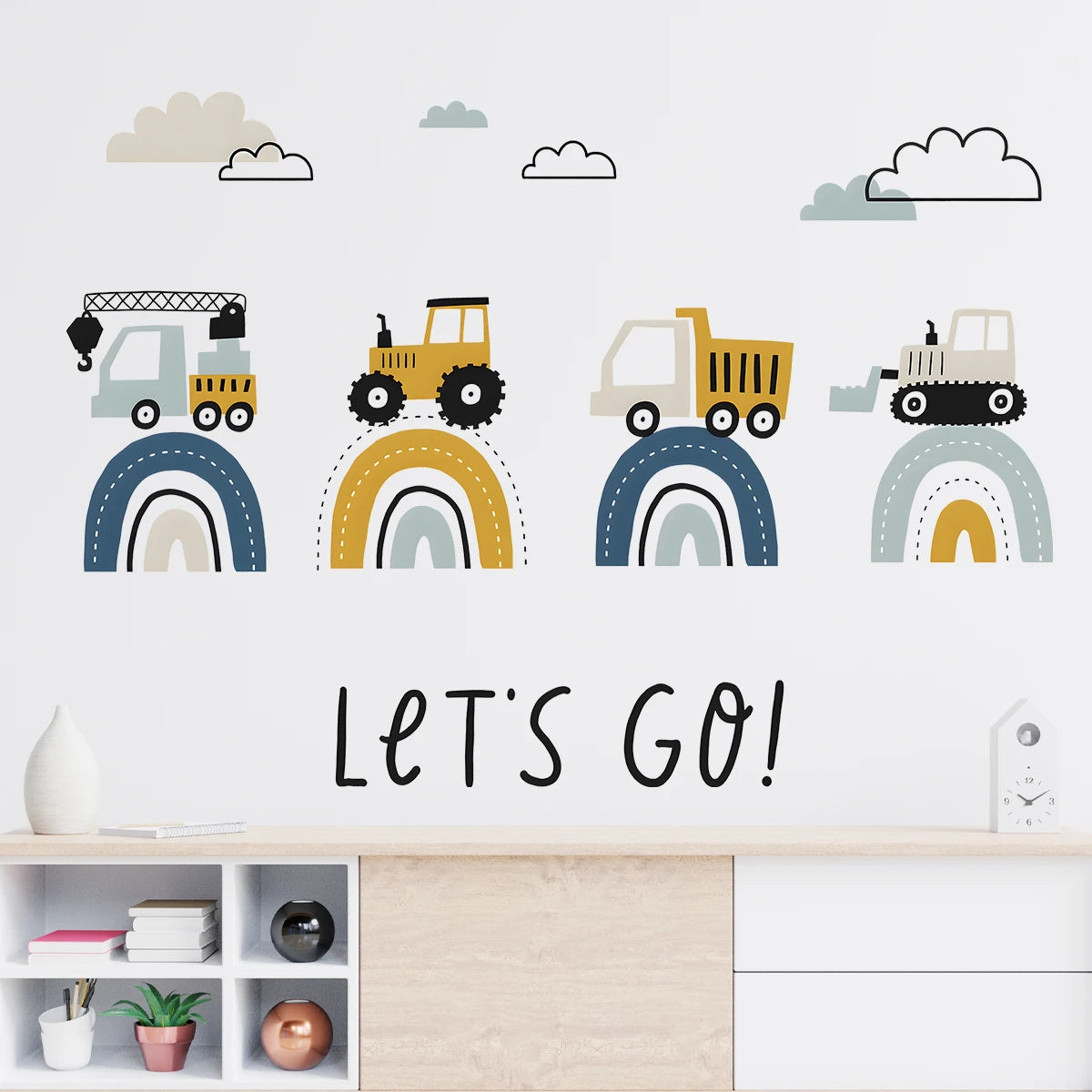 Colourful Cartoon Truck Rainbow Wall Sticker for Kids-HomeDecorDecals_com