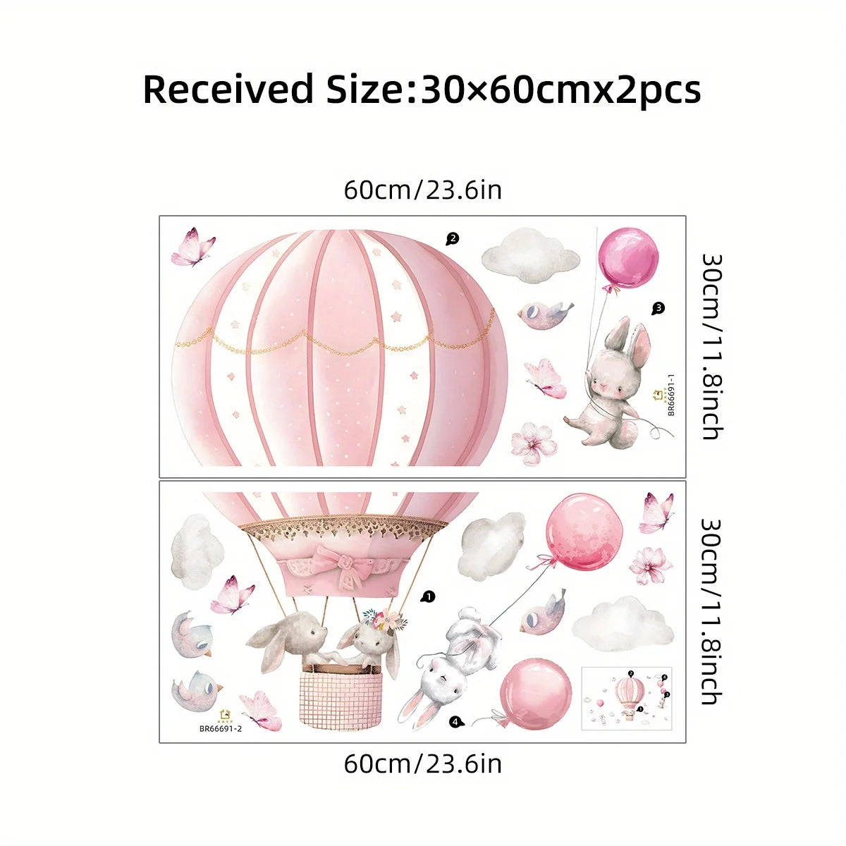 Cute Rabbit And Balloon Wall Decal for Kids-HomeDecorDecals_com