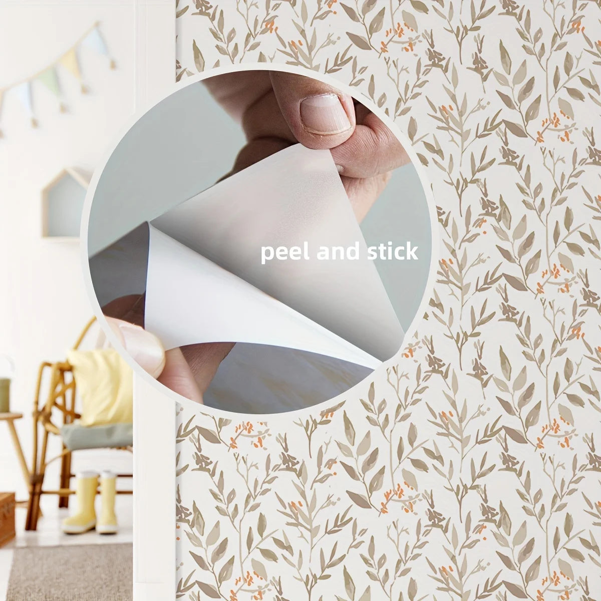 1 roll of brown plant leaves small fresh moisture-proof thickened wallpaper self-adhesive waterproof home decoration removable w-HomeDecorDecals_com