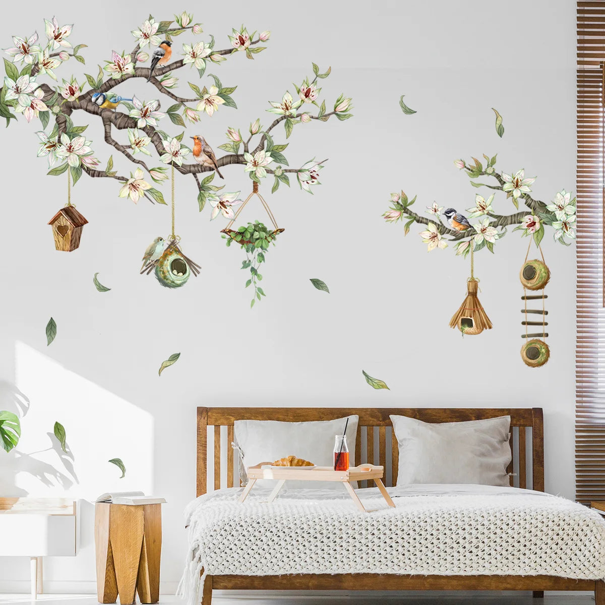 Branches Flowers Birds Wall Sticker Living Room Background Decor Decals Bedroom Decoration Self-adhesive Home Beautify Wallpaper-HomeDecorDecals_com