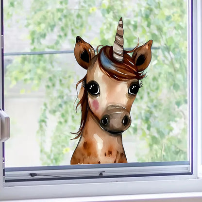 Close-up view of Brown Unicorn Wall Decal | Home Decor by HomeDecorDecals.